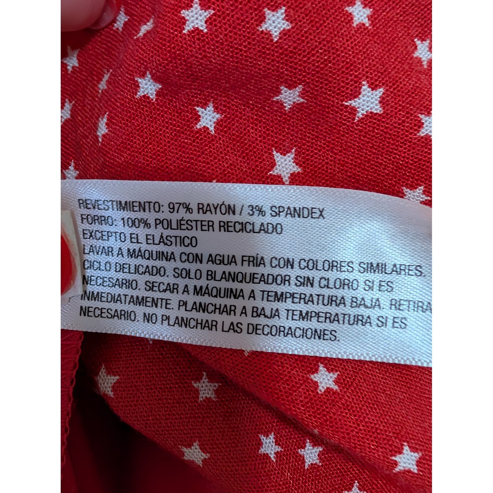 Wild Fable Red Star Print Tie Front Mini Dress Womens Medium Smocked Back - Picture 4 of 11